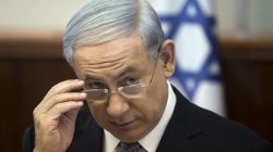 Israel's Prime Minister Benjamin Netanyahu attends the weekly cabinet meeting at his office in Jerusalem