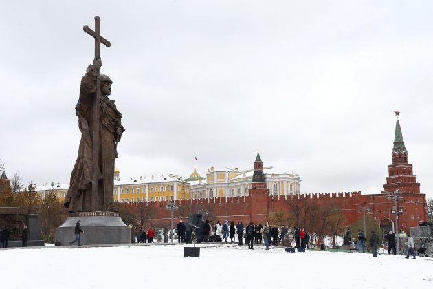 The newly unveiled monument of grand prince Vladimir I, who initiated the christianization of Kievan Rus' in 988AD, is seen in central Moscow, Russia,