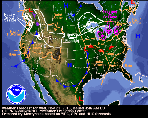 Thanksgiving weekend forecast map