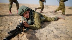 Saleh Khalil, 20, an Israeli Arab soldier from the Desert Reconnaissance battalion takes part in a drill near Kissufim in southern Israel