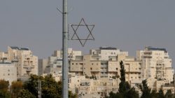 A general view shows a Star of David near buildings in the Israeli settlement of Maale Edumim, in the occupied West Bank