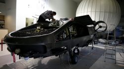 A worker works on a prototype of the Cormorant, a drone, at Urban Aeronautics' workshop in Yavne, Israel