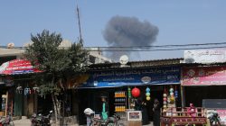 Smoke rises following what police said was an Israeli air strike in Rafah in the southern Gaza Strip February 27, 2017.