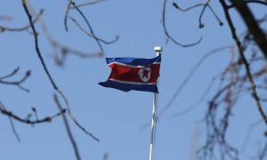 A North Korean flag is pictured at its embassy in Beijing January 6, 2016. REUTERS/Kim Kyung-Hoon