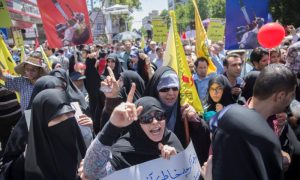 Iranian demonstrators shout slogans during the annual pro-Palestinian rally marking Al-Quds Day in Tehran, Iran, June 23, 2017. Nazanin Tabatabaee Yazdi/TIMA via REUTERS. ATTENTITON EDITORS - THIS IMAGE WAS PROVIDED BY A THIRD PARTY.