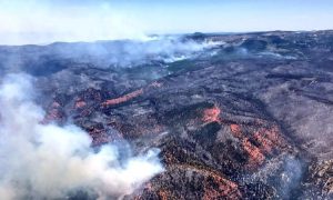 An aerial photo of wildfires burning across almost 50,000 acres near the ski resort of Brian Head, about 245 miles south of Salt Lake City, Utah is shown in this handout photo provided June 27, 2017. Courtesy Lt. Governor Spencer J Cox/Handout via REUTERS