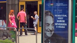 FILE PHOTO: Hungarian government poster portraying financier George Soros and saying "Don't let George Soros have the last laugh" is seen at a tram stop in Budapest, Hungary July 6, 2017. REUTERS/Krisztina Than/File Photo
