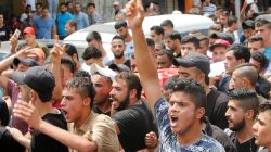 Palestinian mourners attends the funeral of Saad Salah and Aws Salameh in the West Bank city of Jenin, July 12, 2017. REUTERS/Abed Omar Qusini