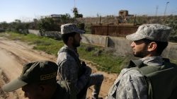 Palestinian security forces loyal to Hamas stand guard near the border between Egypt and Gaza, in the southern Gaza Strip January 14, 2018.