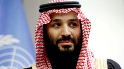FILE PHOTO: Saudi Arabia's Crown Prince Mohammed bin Salman Al Saud is seen during a meeting with U.N Secretary-General Antonio Guterres at the United Nations headquarters in the Manhattan borough of New York City, New York, U.S. March 27, 2018. REUTERS/Amir Levy/File Photo