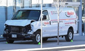 A damaged van seized by police is seen after multiple people were struck at a major intersection northern Toronto, Ontario, Canada, April 23, 2018. REUTERS/Saul Porto