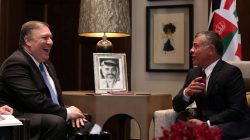 U.S. Secretary of State Mike Pompeo meets with Jordan's King Abdullah II at the Royal Palace in Amman, Jordan April 30, 2018. Khalil Mazraawi/Pool via Reuters