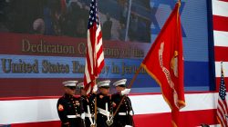 U.S. marines take part in the dedication ceremony of the new U.S. embassy in Jerusalem, May 14, 2018. REUTERS/Ronen Zvulun