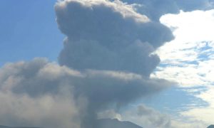 Shinmoedake peak erupting between Miyazaki and Kagoshima prefectures, is seen in southwestern Japan, in this photo taken by a remote camera and released by Kyodo June 22, 2018.Mandatory credit Kyodo/via REUTERS ATTENTION EDITORS - THIS IMAGE HAS BEEN SUPPLIED BY A THIRD PARTY. MANDATORY CREDIT. JAPAN OUT. NO COMMERCIAL OR EDITORIAL SALES IN JAPAN.