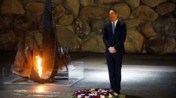 Britain's Prince William pays his respects during a ceremony commemorating the six million Jews killed by the Nazis in the Holocaust, in the Hall of Remembrance at Yad Vashem World Holocaust Remembrance Center in Jerusalem, June 26, 2018. REUTERS/Amir Cohen