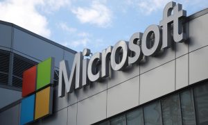 FILE PHOTO: A Microsoft logo is seen in Los Angeles, California U.S. November 7, 2017. REUTERS/Lucy Nicholson/File Phot