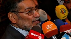 FILE PHOTO: Admiral Ali Shamkhani, Iran?s Supreme National Security Council Director, speaks to the media after his arrival at Damascus airport, September 30, 2014. REUTERS/Khaled al-Hariri/File Photo