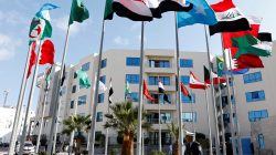 Flags are pictured before a preparatory meeting between Arab foreign ministers ahead of the Arab summit in Tunis, Tunisia March 29, 2019. REUTERS/Zoubeir Souissi