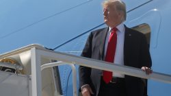 FILE PHOTO: U.S. President Donald Trump boards Air Force One for travel back to Washington, DC at John F. Kennedy International Airport in New York, New York, U.S., May 17, 2019. REUTERS/Leah Millis