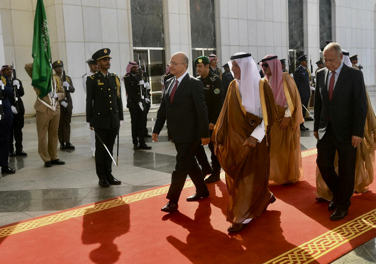 Iraq's President Barham Salih arrives to attend the meeting for the Gulf Cooperation Council (GCC), Arab and Islamic summits in Jeddah, Saudi Arabia May 30, 2019. The Presidency of the Republic of Iraq Office/Handout via REUTERS