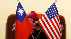 FILE PHOTO: Flags of Taiwan and U.S. are placed for a meeting between U.S. House Foreign Affairs Committee Chairman Ed Royce speaks and with Su Chia-chyuan, President of the Legislative Yuan in Taipei, Taiwan March 27, 2018. REUTERS/Tyrone Siu