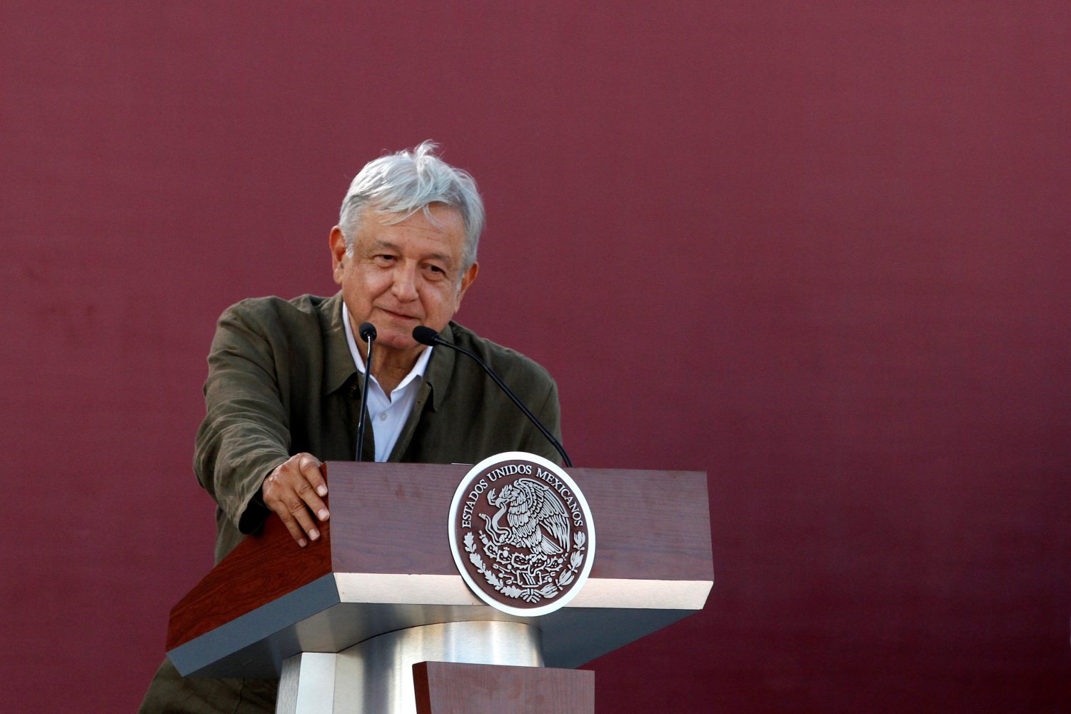 FILE PHOTO - Mexico's President Andres Manuel Lopez Obrador takes part on a 'unity' rally to defend the dignity of Mexico and talks about the trade negotiations with the U.S in Tijuana, Mexico June 8, 2019. REUTERS/Jorge Duenes