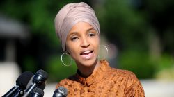 FILE PHOTO: Rep. Ilhan Omar (D-MN) holds a news conference to discuss legislation creating "a federal grant program to help local governments invest in waste reduction initiatives", at the U.S. Capitol in Washington, U.S., July 25, 2019. REUTERS/Mary F. Calvert/File Photo