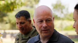 FILE PHOTO: Jason Greenblatt (C), U.S. President Donald Trump's Middle East envoy, arrives to visit Kibbutz Nahal Oz, just outside the Gaza Strip, in southern Israel August 30, 2017. REUTERS/Amir Cohen